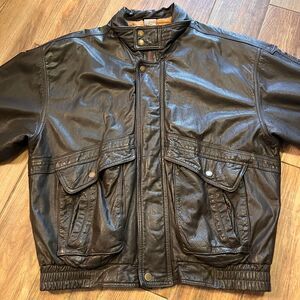 Urban Equipment Vintage 90s Mens Soft Leather Brown Bomber Jacket Large